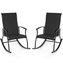 Set of 2 Rocking Chairs for Patio with Comfortable Backrest and Anti-Slip Pads