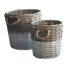 Set of 2 Round Willow Storage Baskets White Dipped Large Small Nesting Bins