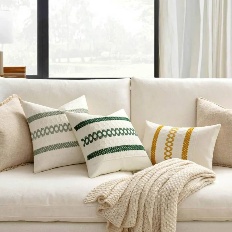 Set of 2 Sage Green Boho Decorative Pillow Covers 12x20 Inch Farmhouse Rustic Couch Throw Pillows
