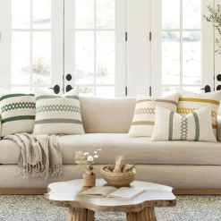 Set of 2 Sage Green Boho Decorative Pillow Covers 12x20 Inch Farmhouse Rustic Couch Throw Pillows