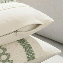 Set of 2 Sage Green Boho Decorative Pillow Covers 12x20 Inch Farmhouse Rustic Couch Throw Pillows