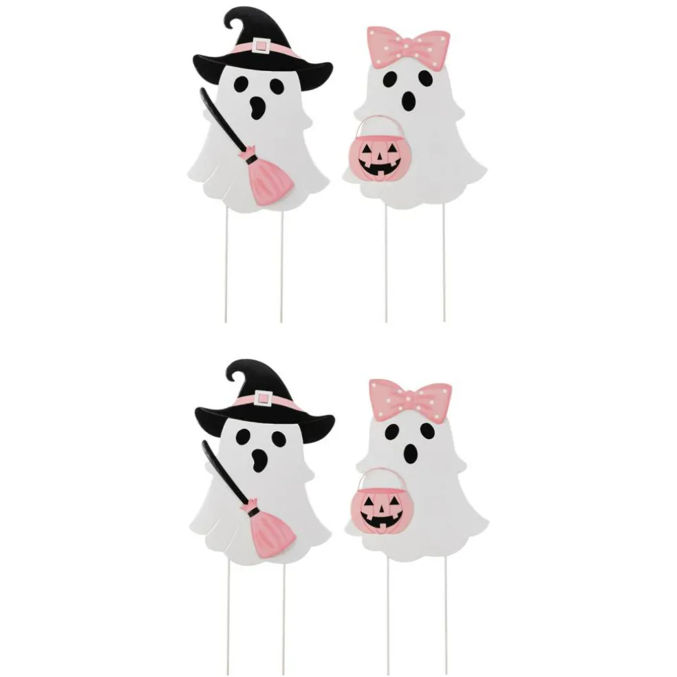 Set of 2 S/2 28"H Halloween Metal Ghosts Yard Stake