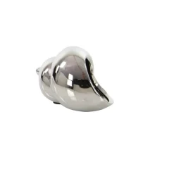 Set of 3 Silver Ceramic Coastal Shell Sculpture, 8