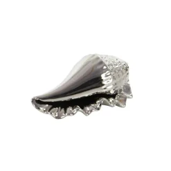 Set of 3 Silver Ceramic Coastal Shell Sculpture, 8