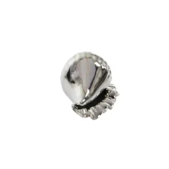 Set of 3 Silver Ceramic Coastal Shell Sculpture, 8