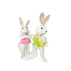 15.25" Set of 2 Styrofoam Standing Bunnies with Cupcake - White and Pastel Spring Decorations- Easter Home Decor (MT26006)