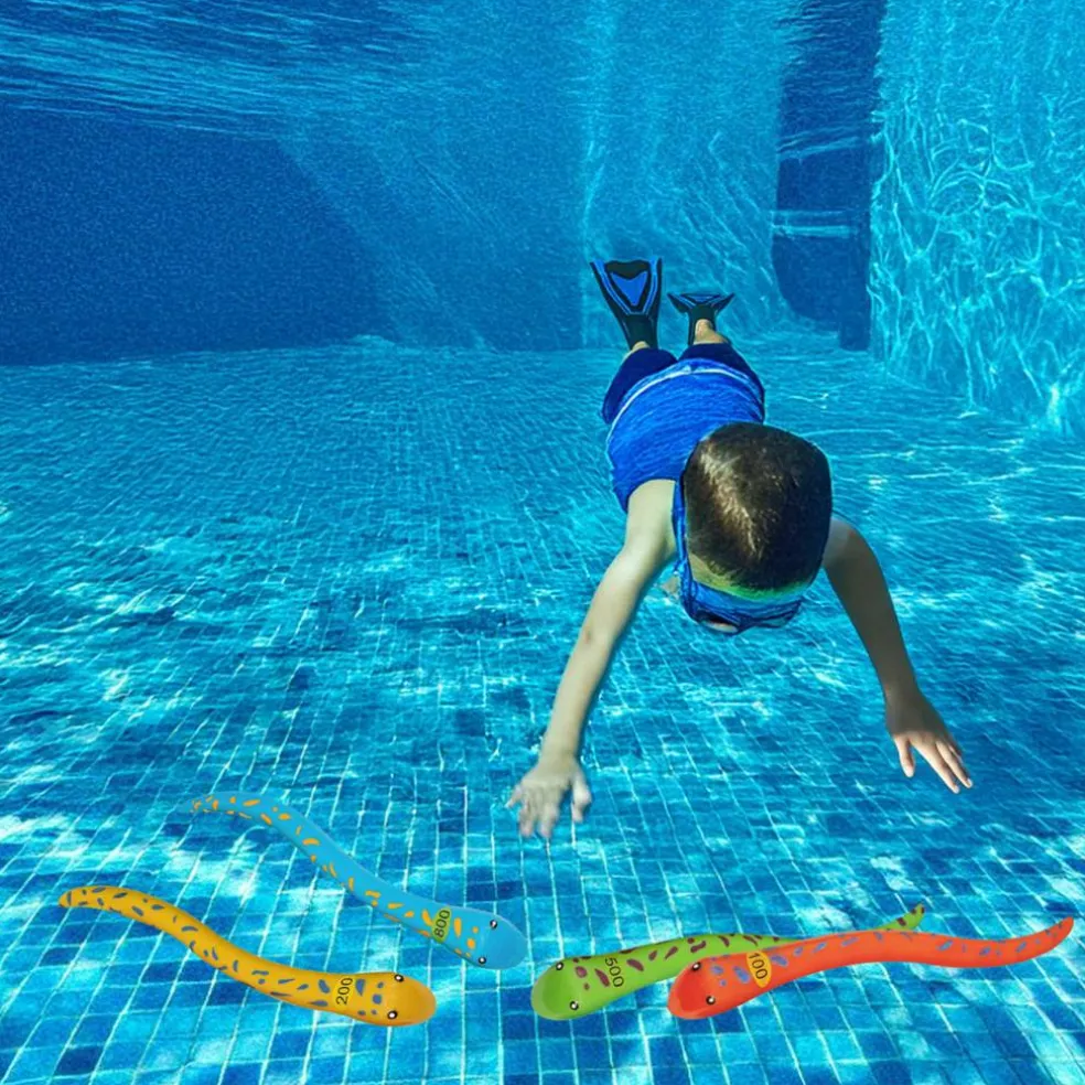 Set of 4 Vibrantly Colored Fun Moray Eel Diving Point Sticks Swimming Pool Toys 10''