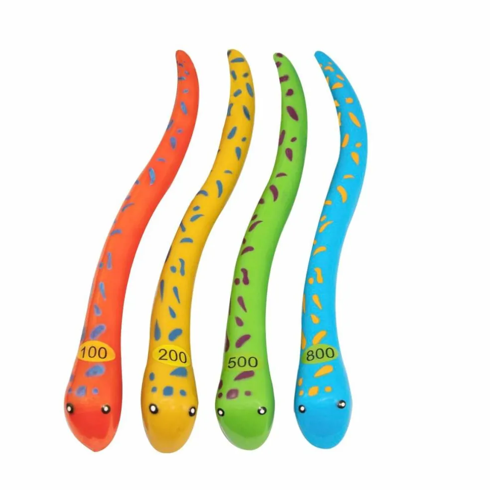 Set of 4 Vibrantly Colored Fun Moray Eel Diving Point Sticks Swimming Pool Toys 10''