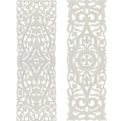 Set of 2 White Mango Wood Farmhouse Abstract Wall Decor, 16" x 48"