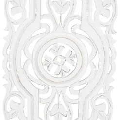 Set of 2 White Mango Wood Farmhouse Abstract Wall Decor, 16