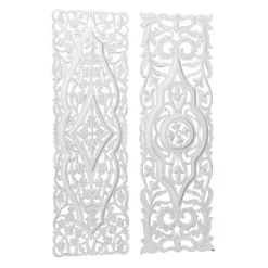 Set of 2 White Mango Wood Farmhouse Abstract Wall Decor, 16