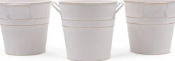 Set of 3 White Metal Bucket (White)