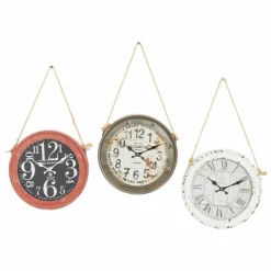 Set of 3 White Metal Vintage Wall Clock, 11
