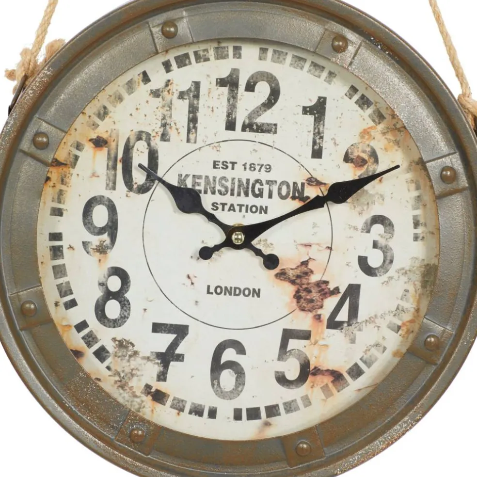 Set of 3 White Metal Vintage Wall Clock, 11"