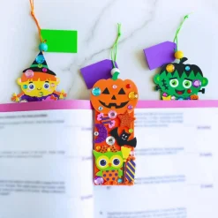 24 Sets Halloween Craft Kits for Kids, DIY Foam Bookmark Making Kit with Ghost Bat Witch Candy Corn Stickers | Halloween Arts & Crafts Activity for Classroom, Party Favors, Trick or Treat Gifts & Fall Projects