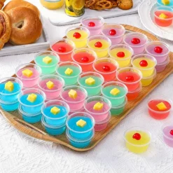 120 Sets - 2 oz Shot Cups with Lids, Airtight Portion Cups, Stackable Small Plastic Containers with Lids