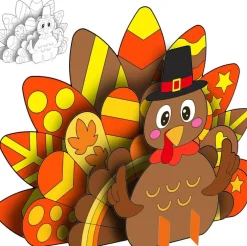 10 Sets Thanksgiving Crafts for Kids, DIY Turkey Puzzle Coloring Craft Kits, Color Your Own Standing Turkey Decorations, Fall Harvest Party Favors for Classroom Activities