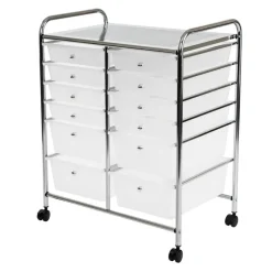 Seville Classics 12-Drawer Rolling Organizer Cart, 25.2" W x 15.2" D x 31.7" H
