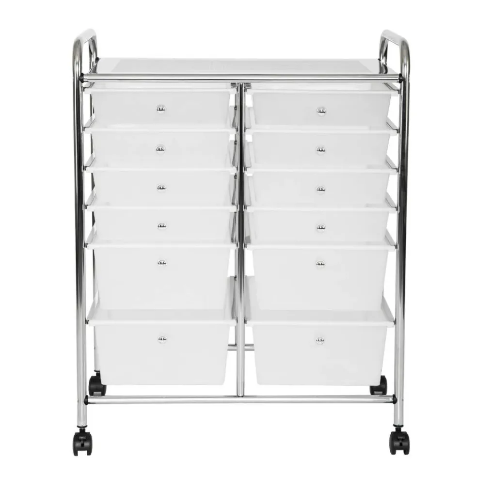 Seville Classics 12-Drawer Rolling Organizer Cart, 25.2" W x 15.2" D x 31.7" H