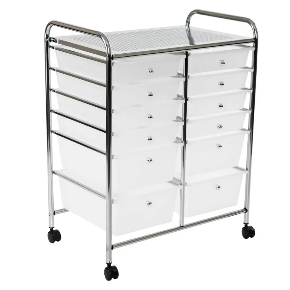 Seville Classics 12-Drawer Rolling Organizer Cart, 25.2" W x 15.2" D x 31.7" H