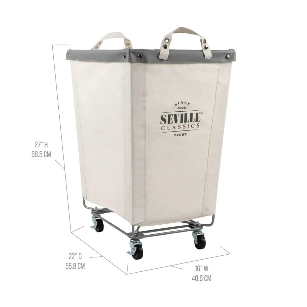 Seville Classics Heavy-Duty Rolling Laundry Hamper, Natural White