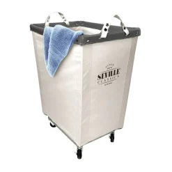 Seville Classics Heavy-Duty Rolling Laundry Hamper, Natural White