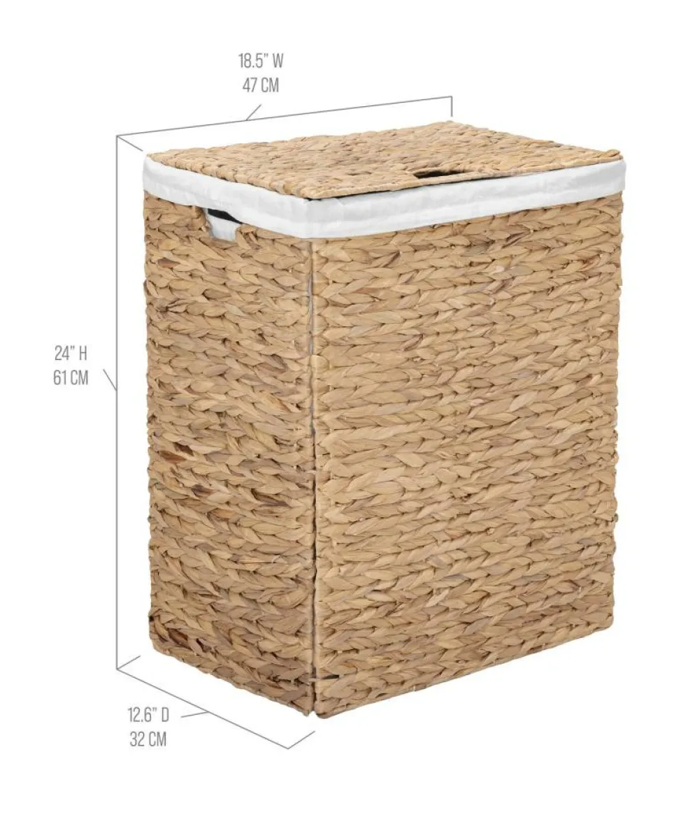 Seville Classics Natural Handwoven Lidded Laundry Hamper, 12.6" D x 18.5" W x 24" H