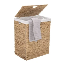 Seville Classics Natural Handwoven Lidded Laundry Hamper, 12.6
