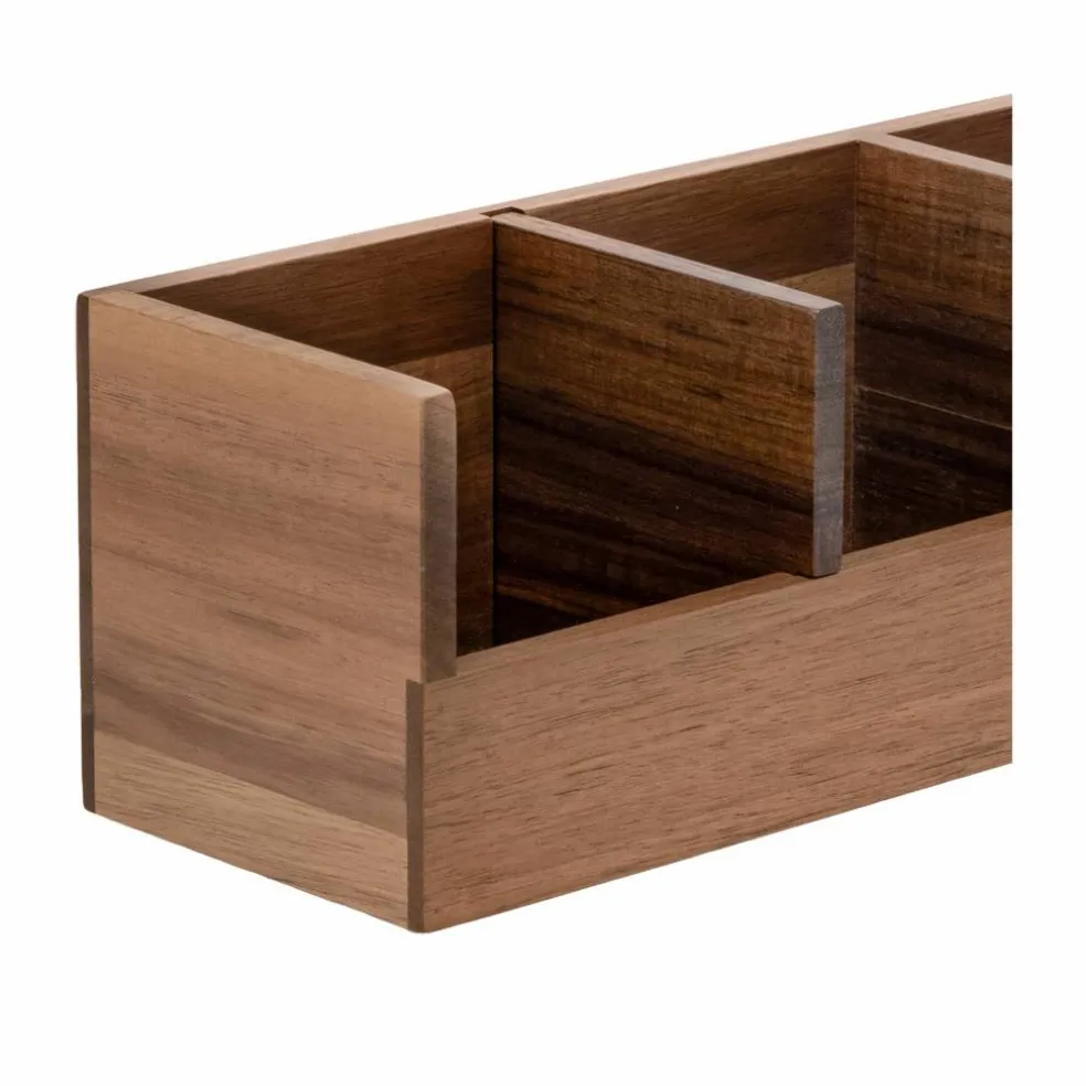 Seville Classics Small Acacia Desktop Organizer