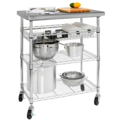 Seville Classics Stainless Steel NSF-Certified Utility Worktable Cart, 30" W x 20" D x 36" H