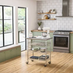 Seville Classics Stainless Steel NSF-Certified Utility Worktable Cart, 30" W x 20" D x 36" H