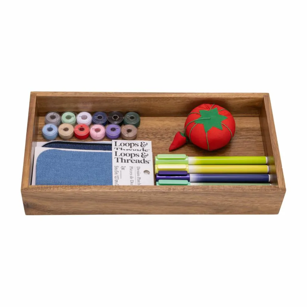 Seville Classics 12" x 6" x 2" Acacia Drawer Organizer