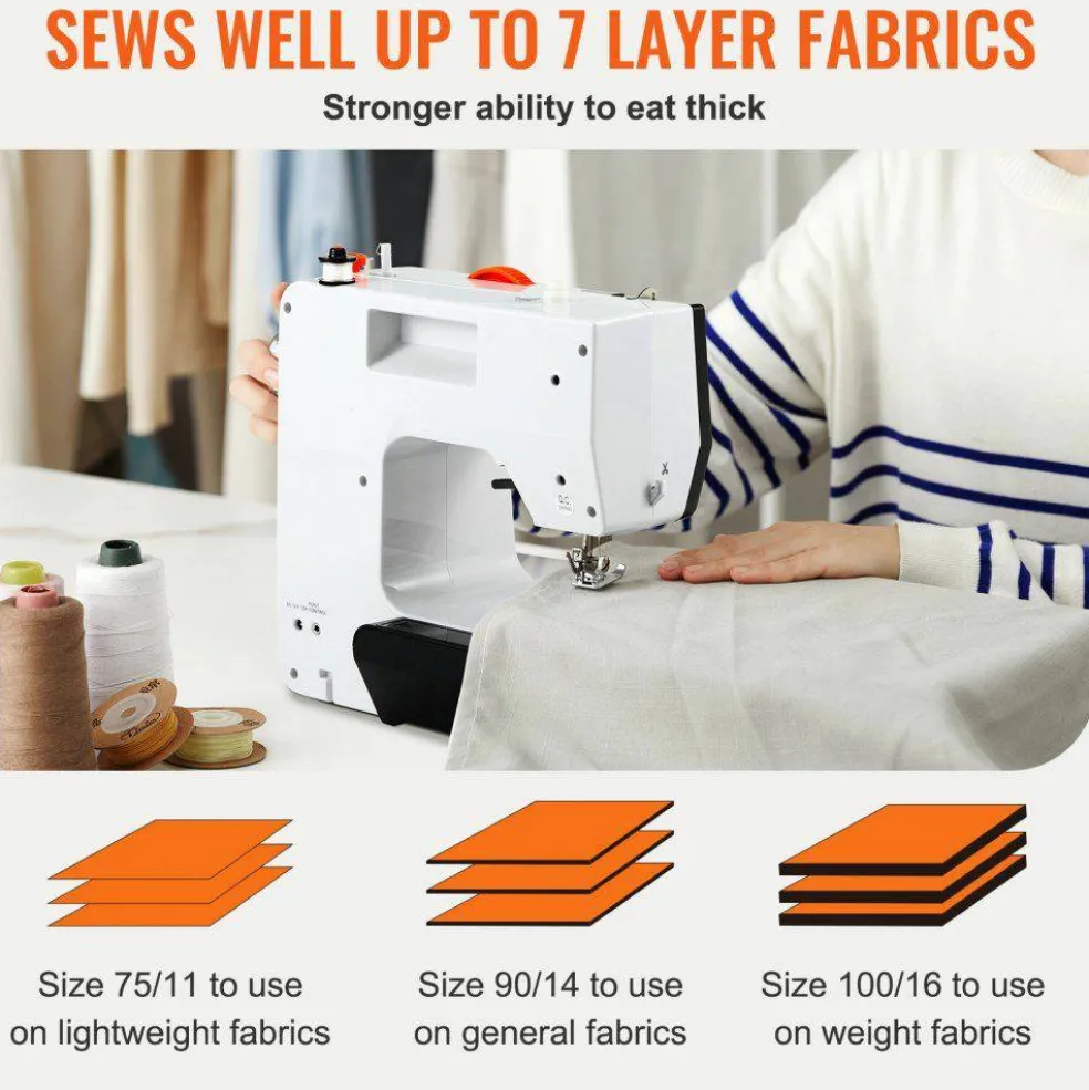 Sewing Machine 38 Stitch Portable With Extension Table Foot Pedal And Light For Beginners Home Sewing