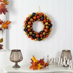 19" Shatterproof Jack-o-lantern Halloween Ornament Wreath