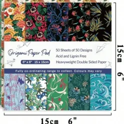 50-Sheet Origami Paper Kit – 6″ Double-Sided Colorful Sheets for Japanese Paper Crafts, Folding, Flowers & Creative Art