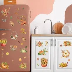 12 Sheet Pumpkin Floral Fall Rub on Transfer for Crafts