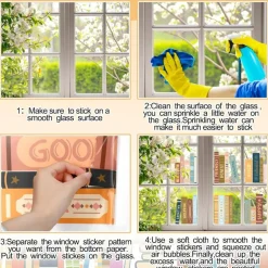 12 Sheets Boho Book Window Clings for Classroom Decor, Back to School Window Stickers with Motivational Quotes, Double Sided Reading Library Decals for Elementary School, Nursery, Daycare Wall Decor