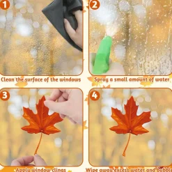 9 Sheets Fall Decorations, 274 PCS Fall Window Clings, Double Sided Autumn Stickers with Maple Leaves Pumpkin Nuts, Autumn Window Clings for Party Thanksgiving Decor Indoor Outdoor Accessories