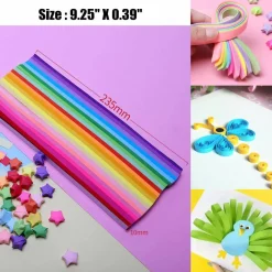 2340 Sheets Folding Stars Paper Strips Double Sided Lucky Colorful Stars 25 Colors Decoration Folding Paper for Thanksgiving Christmas Gifts Crafting Supplies, School Teaching, DIY Projects