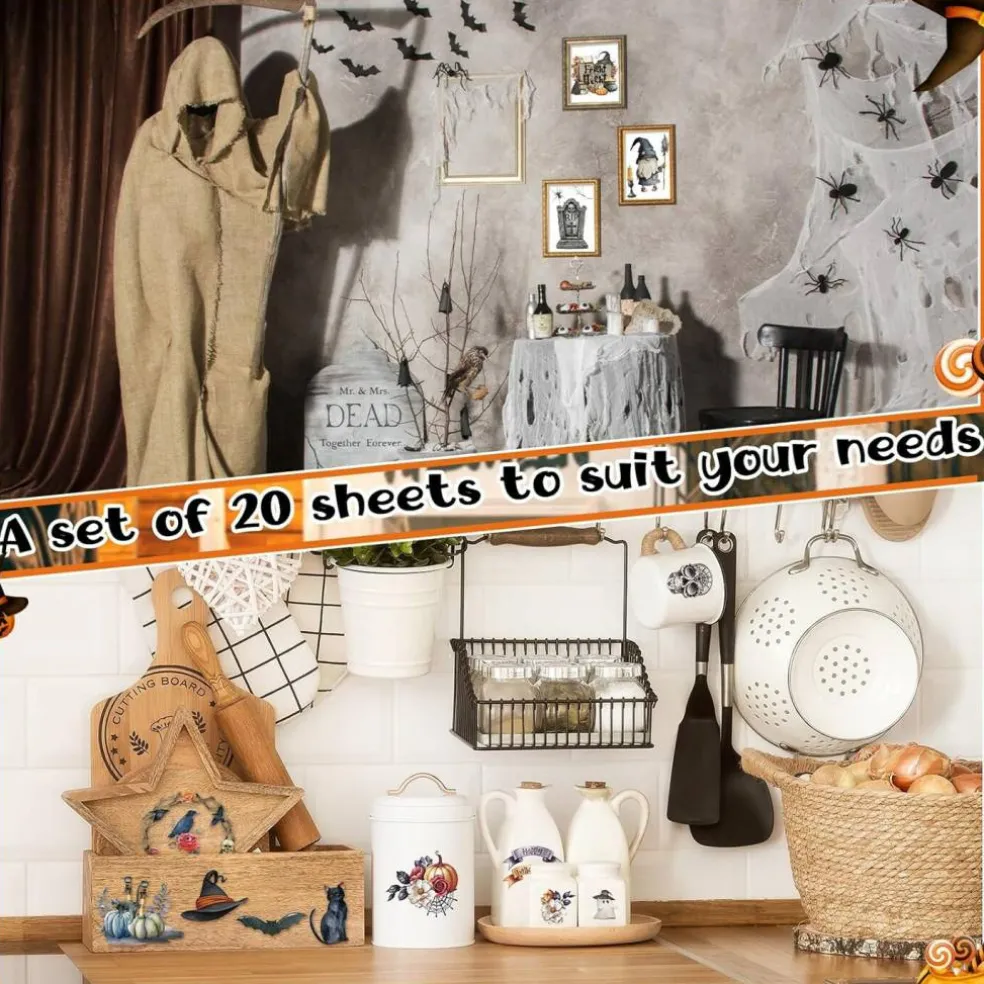 20 Sheets Halloween Rub on Transfers