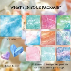 200 Sheets Origami Paper, Fantasy Starry Sky Origami Paper Double Sided,10 Designs Origami Kit Squares for Scrapbook Decor, Folding Crafts Kids DIY School Arts Crafts Projects(3.74*3.74in)