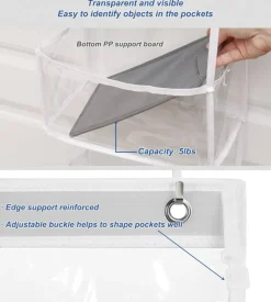 5-Shelf Over The Door Hanging Pantry Organizer, Room Organizer with Clear Plastic Pockets, 25lb Ultra Sturdy & Large Capacity for Closet, Bedroom, Nursery, Bathroom and Sundries