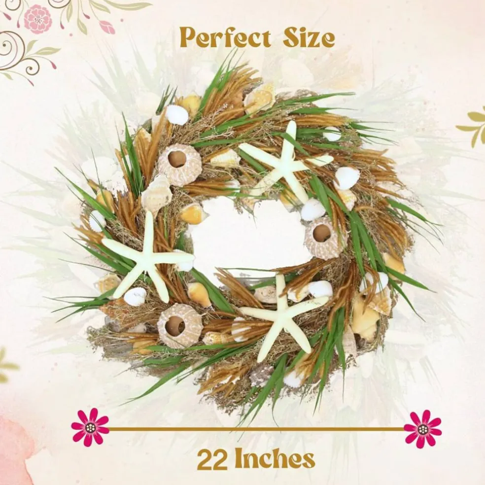 22" Shell Arrangement Wreath - Handcrafted Mother's Day Gift - Final sale / Non-returnable and Non-refundable