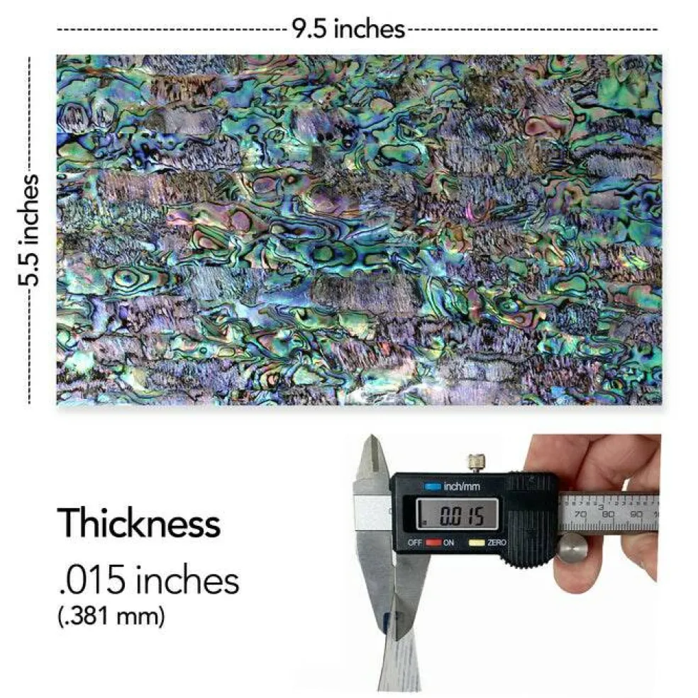 Shell Veneer, 5.5 x 9.5 inches | WMOP, BMOP, Abalone | Includes 3M Adhesive Sheet for Application, Great for Inlay Projects