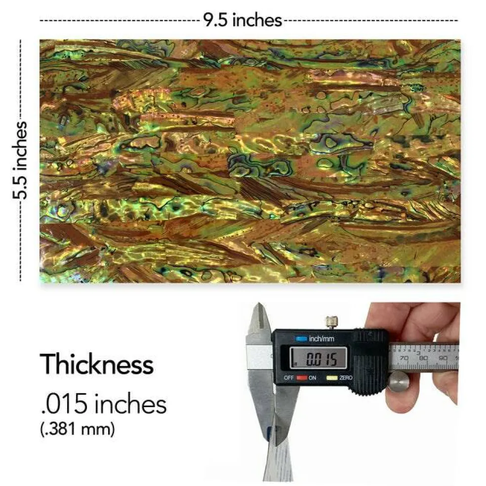Shell Veneer, 5.5 x 9.5 inches | WMOP, BMOP, Abalone | Includes 3M Adhesive Sheet for Application, Great for Inlay Projects