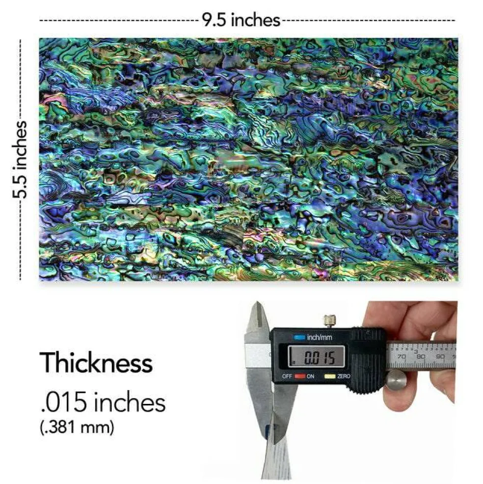 Shell Veneer, 5.5 x 9.5 inches | WMOP, BMOP, Abalone | Includes 3M Adhesive Sheet for Application, Great for Inlay Projects
