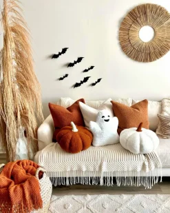 Sherpa Ghost Pillow – 13" x 15" White Plush Halloween Decor