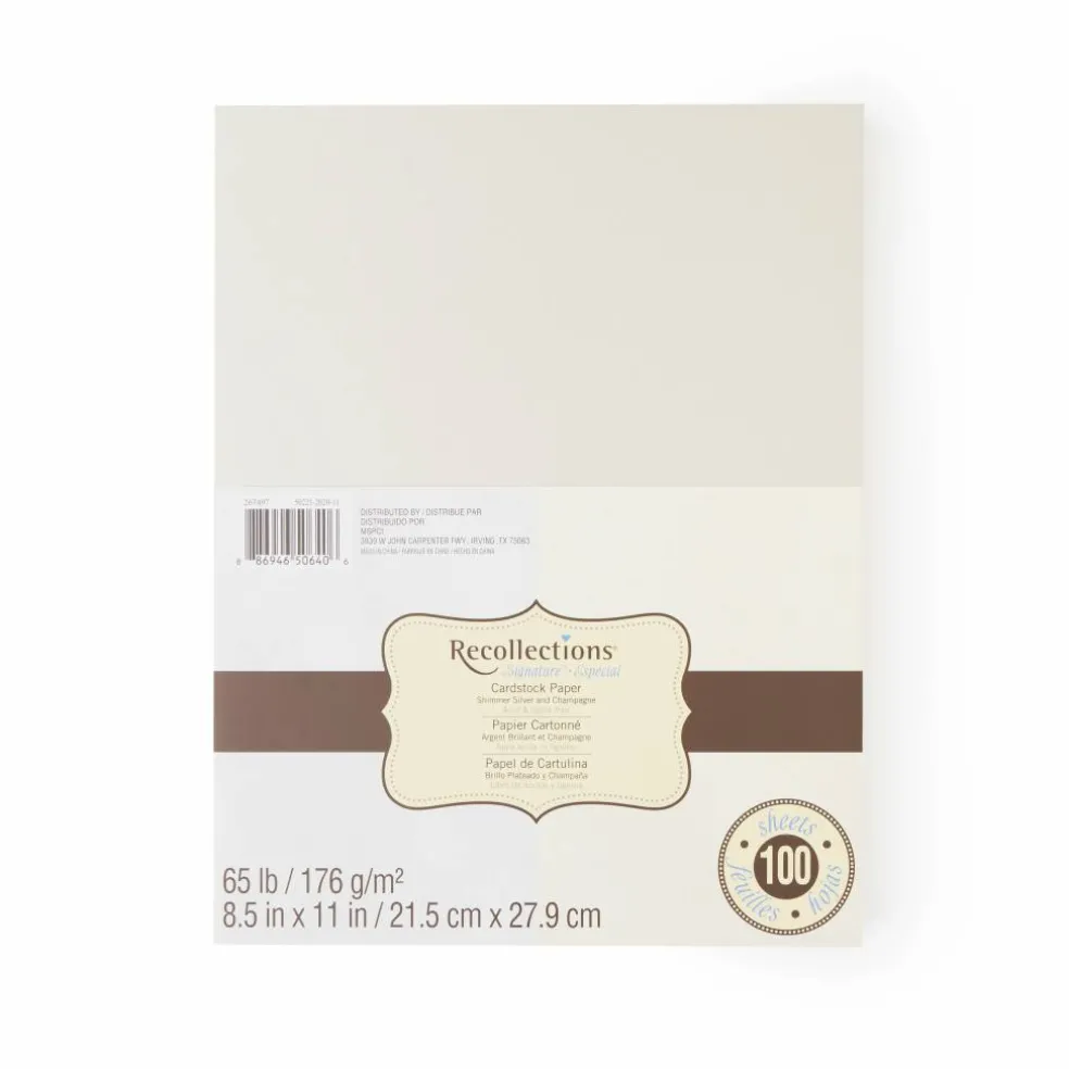 Shimmer Silver & Champagne 8.5" x 11" Cardstock Paper by Recollections®, 100 Sheets