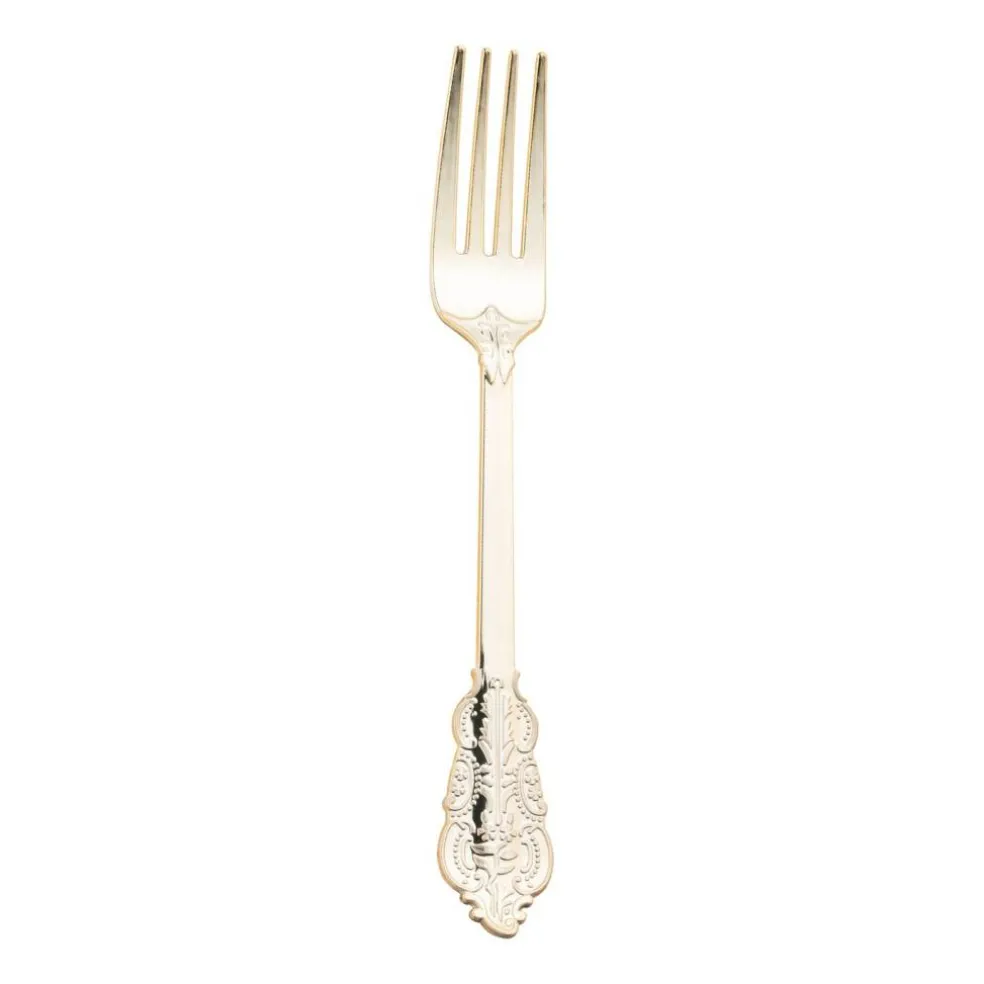 Shiny Baroque Gold Plastic Forks (600 Forks)