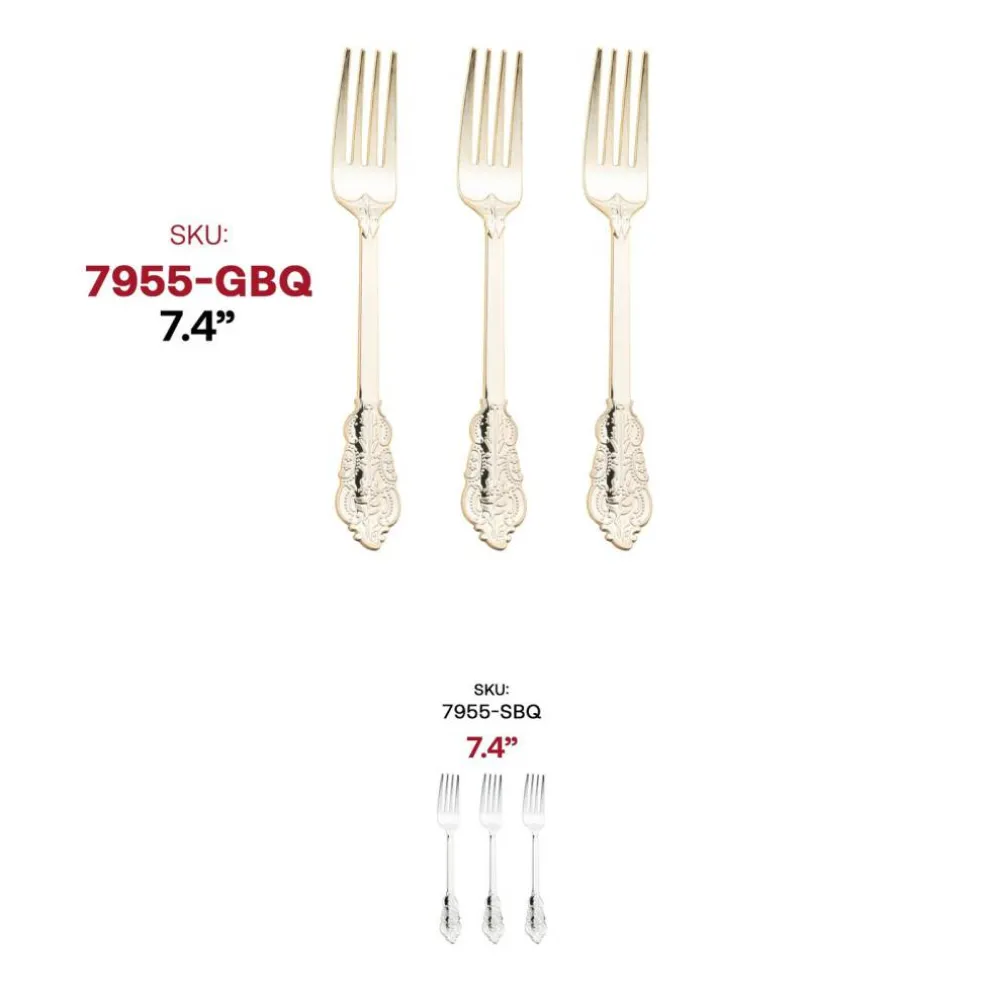 Shiny Baroque Gold Plastic Forks (600 Forks)